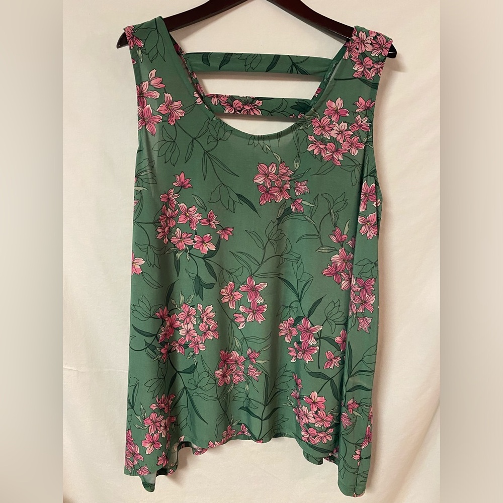 Floral Green Sleeveless Top